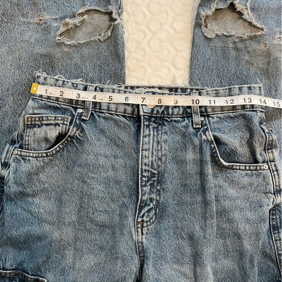 Cotton On Cargo Wide Leg Distressed Blue Jeans Women’s Size 6 Denim Medium Wash - Picture 4 of 8
